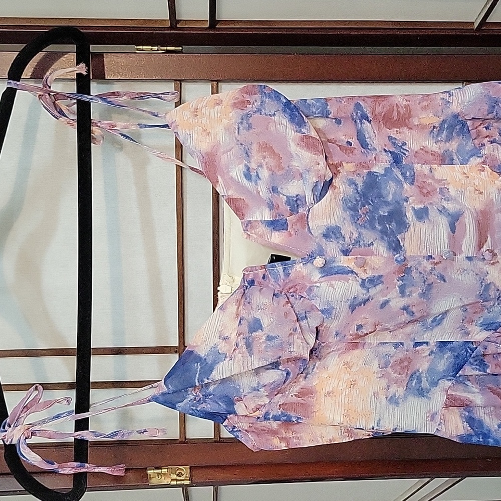 Tie-dye Layered Mini Dress, size Large - Picture 3 of 4